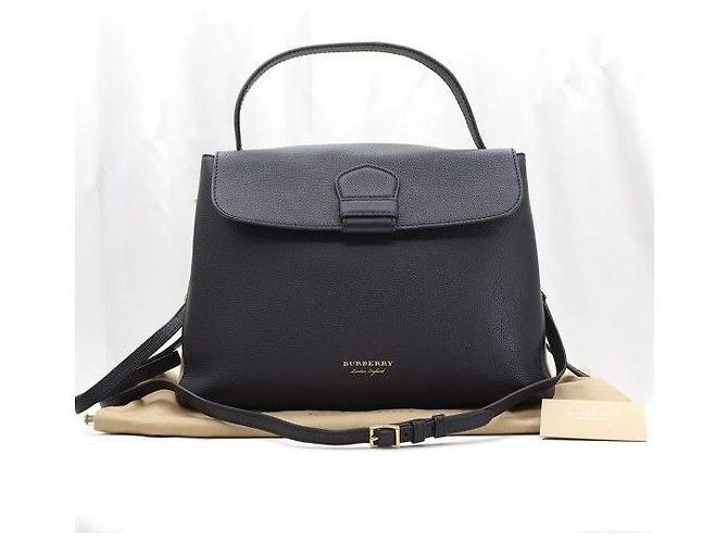 Burberry Cambry Medium in pelle grana nera House Check e toni dorati - vista 2