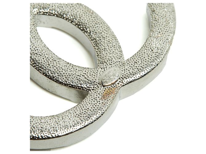 Chanel 2021 Spilla CC Metallo Argentato Strass - vista 5