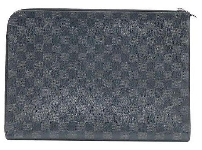 Louis Vuitton Pochette Jour GM Clutch in Canvas Damier Graphite - vista 3