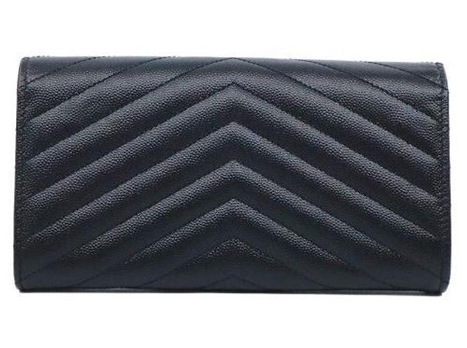 Autre Marque Large Monogram Flap Wallet in schwarzem texturiertem Matelassé - Ansicht 4