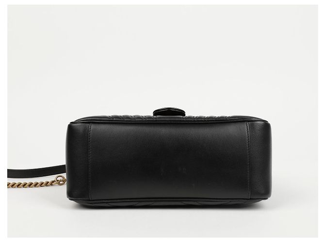 Gucci Borsa GG Marmont Small Top Handle Bag Black Gold - vista 6