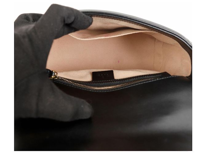 Gucci Borsa GG Marmont Small Top Handle Bag Black Gold - vista 8