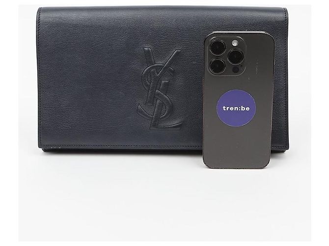 Autre Marque Pochette en cuir bleu marine foncé - vue 14