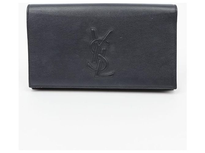 Autre Marque Pochette en cuir bleu marine foncé - vue 2