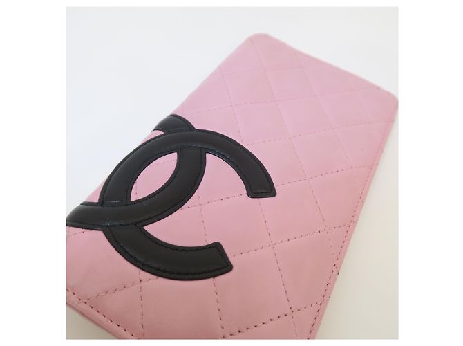 Portefeuille long en cuir rose Chanel - vue 10