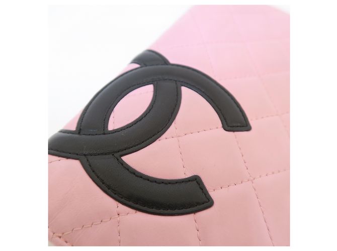 Portefeuille long en cuir rose Chanel - vue 11