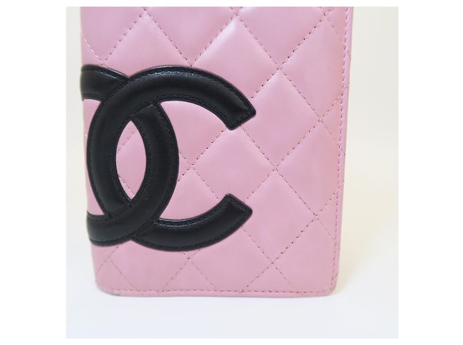 Portefeuille long en cuir rose Chanel - vue 2