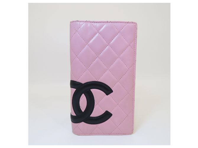 Portefeuille long en cuir rose Chanel - vue 4