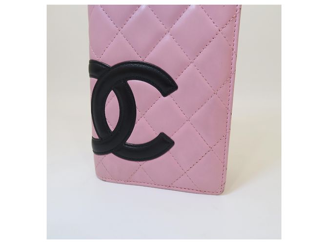 Portefeuille long en cuir rose Chanel - vue 5