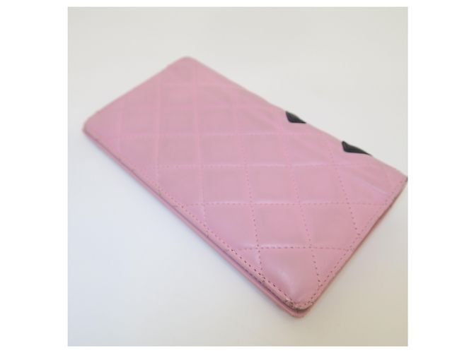 Portefeuille long en cuir rose Chanel - vue 8