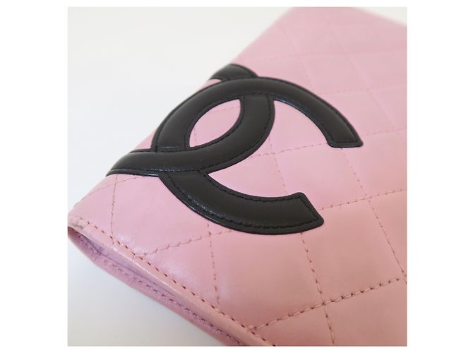 Portefeuille long en cuir rose Chanel - vue 9