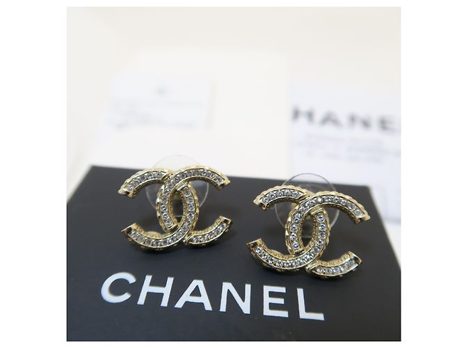 Chanel Orecchini CC in cristallo dorato - vista 4