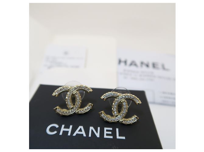 Chanel Orecchini CC in cristallo dorato - vista 5
