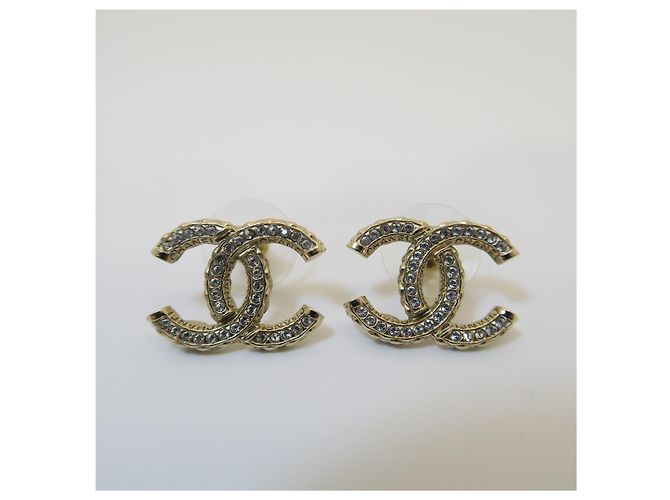 Chanel Orecchini CC in cristallo dorato - vista 6