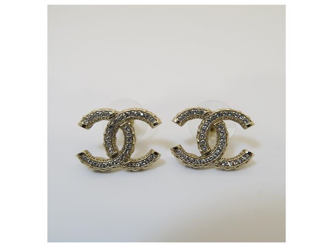 Chanel Orecchini CC in cristallo dorato - vista 7