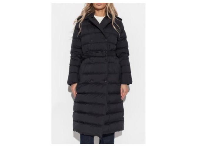 Burberry Giacca lunga trapuntata con cappuccio in nylon Nero - vista 3