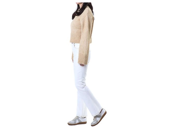 Tory Burch Vaqueros blancos cropped flare con costuras amarillas - vista 15