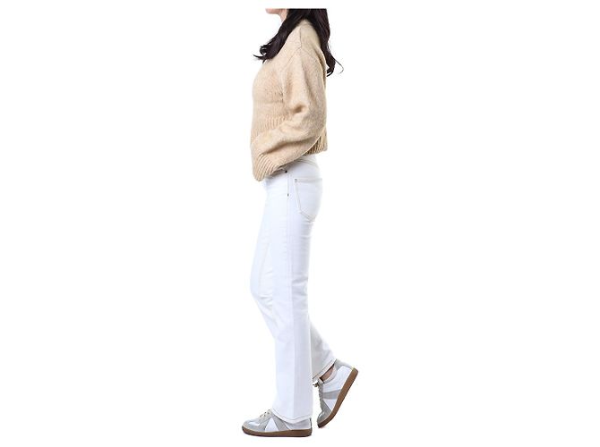 Tory Burch Vaqueros blancos cropped flare con costuras amarillas - vista 16