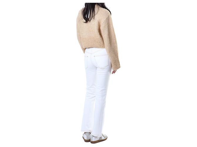 Tory Burch Vaqueros blancos cropped flare con costuras amarillas - vista 19