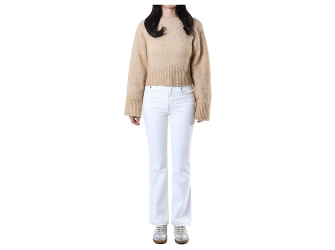 Tory Burch Vaqueros blancos cropped flare con costuras amarillas - vista 2
