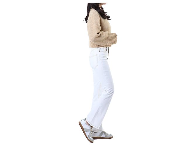 Tory Burch Vaqueros blancos cropped flare con costuras amarillas - vista 20