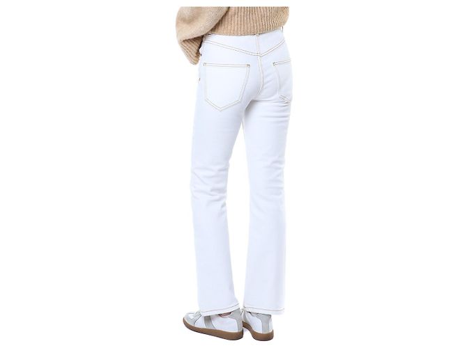 Tory Burch Vaqueros blancos cropped flare con costuras amarillas - vista 23