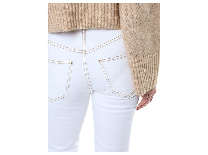 Tory Burch Vaqueros blancos cropped flare con costuras amarillas - vista 24