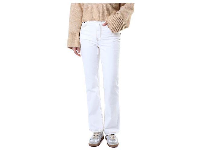Tory Burch Vaqueros blancos cropped flare con costuras amarillas - vista 3