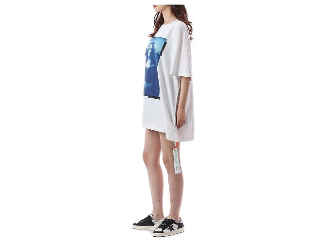 Off White Oversized T-Shirt für Damen mit Mona Lisa Print - Ansicht 11