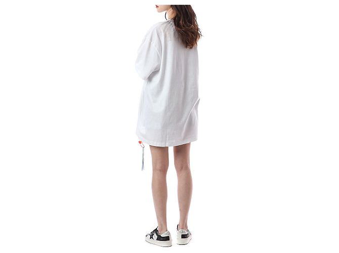 Off White Oversized T-Shirt für Damen mit Mona Lisa Print - Ansicht 16