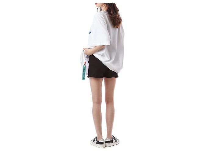 Off White Oversized T-Shirt für Damen mit Mona Lisa Print - Ansicht 17