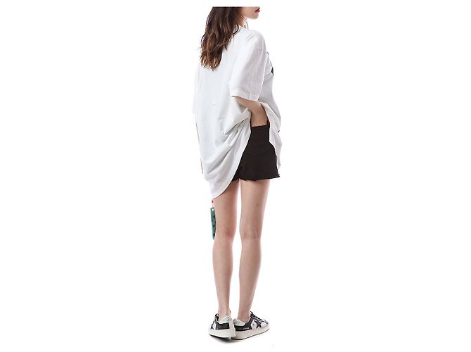 Off White Oversized T-Shirt für Damen mit Mona Lisa Print - Ansicht 20