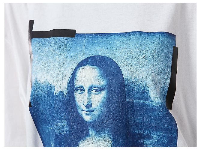 Off White Oversized T-Shirt für Damen mit Mona Lisa Print - Ansicht 23