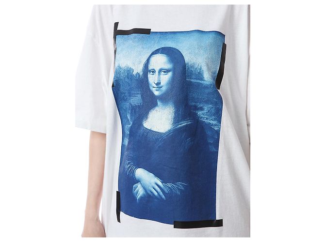 Off White Oversized T-Shirt für Damen mit Mona Lisa Print - Ansicht 24