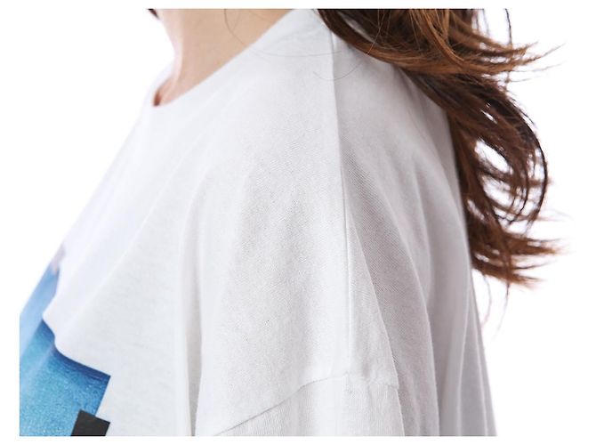Off White Oversized T-Shirt für Damen mit Mona Lisa Print - Ansicht 25