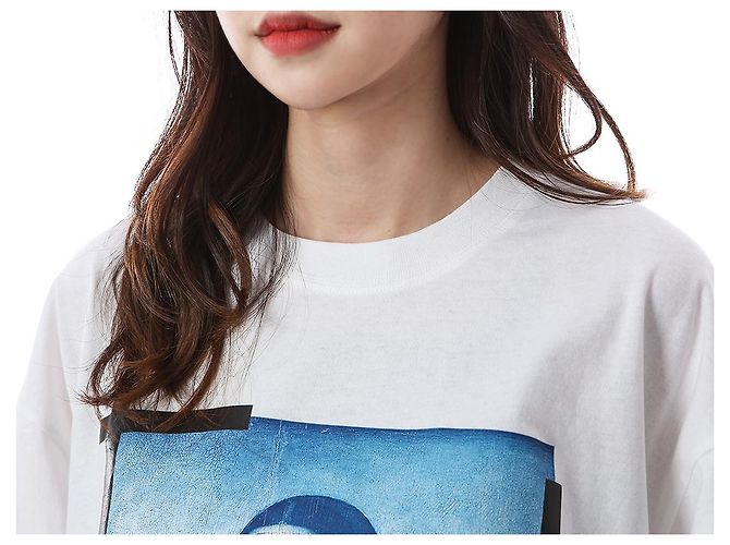 Off White Oversized T-Shirt für Damen mit Mona Lisa Print - Ansicht 4