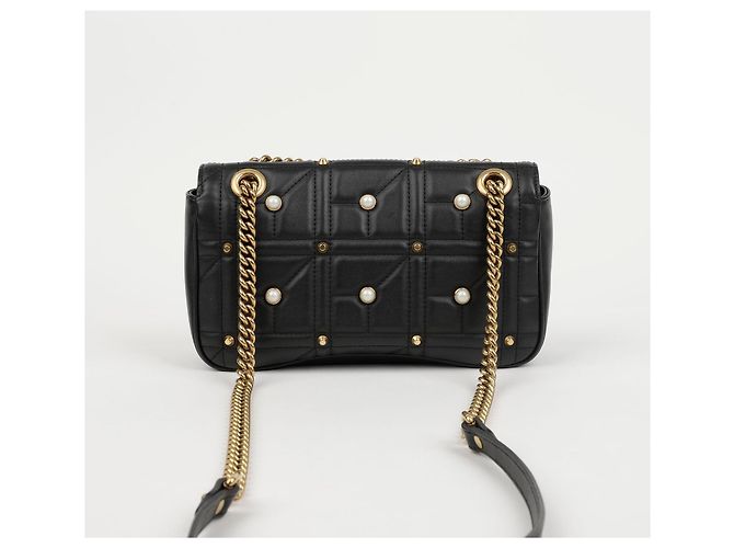 Gucci Borsa a tracolla GG Marmont Matelassé con catena di perle - vista 3