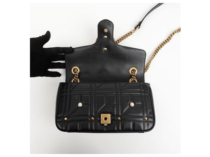 Gucci Borsa a tracolla GG Marmont Matelassé con catena di perle - vista 7