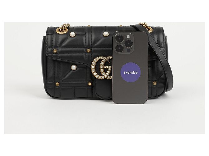 Gucci Borsa a tracolla GG Marmont Matelassé con catena di perle - vista 9