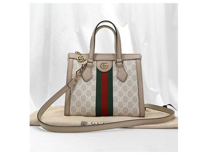 Gucci GG Supreme White Leather GG Supreme Canvas Ophidia Small Top Handle - vista 2