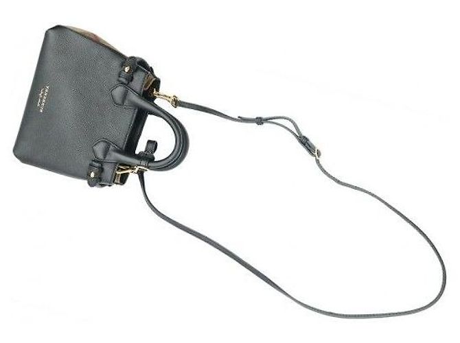 Burberry Borsa Banner Mini in pelle nera e tela House Check - vista 6