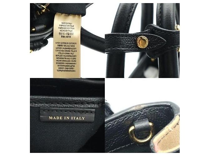 Burberry Borsa Banner Mini in pelle nera e tela House Check - vista 7