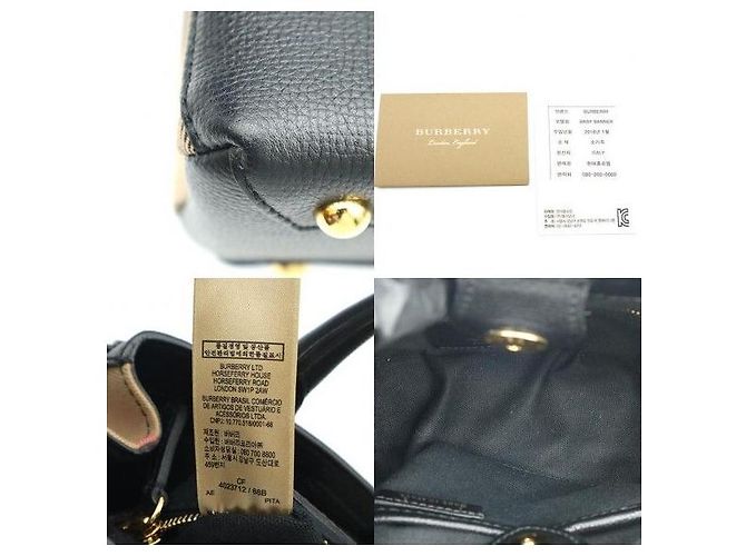 Burberry Borsa Banner Mini in pelle nera e tela House Check - vista 9