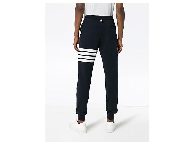 Thom Browne Pantaloni Bar Jersey Navy - vista 4