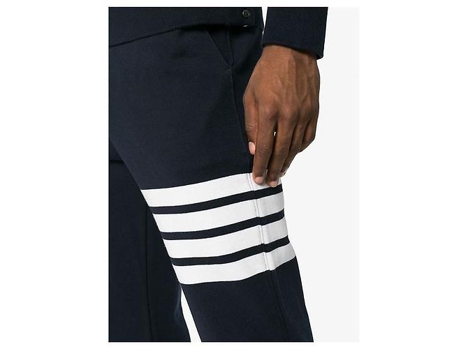Thom Browne Pantaloni Bar Jersey Navy - vista 5