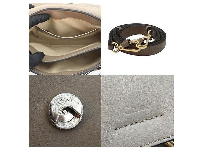 Chloé Faye Day Mini in vitello beige - vista 8