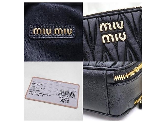 Miu Miu Tote in Napa Matelassé nera e oro - vista 7
