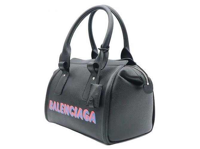 Balenciaga Borsa Tote Monday Bowling in pelle nera - vista 3