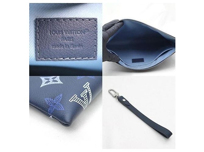 Louis Vuitton Clutch Pochette Accessoires in tela Shadow Monogram bicolore - vista 6