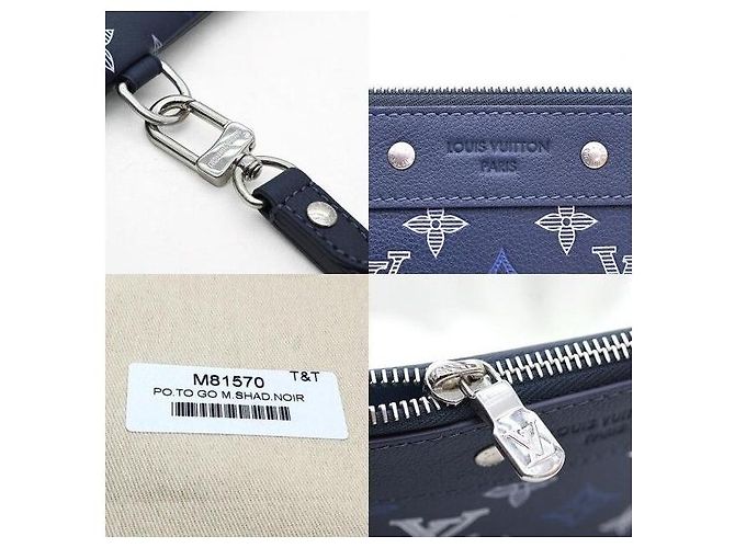 Louis Vuitton Clutch Pochette Accessoires in tela Shadow Monogram bicolore - vista 7